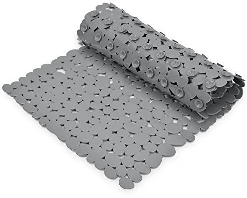 Marsheepy Anti-slip Bathtub Mat Pebbles Shower Mat Extra Large Bath Mat with Suction Cups and Drain Holes for Bathroom,Machine Washable, 88 x 40 CM（Gray)