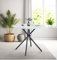 Hallowood Furniture Cullompton - Mesa de comedor pequeña, mesa de comedor redonda, efecto mármol blanco con patas de metal negro, mesa de cocina, mesa pequeña para el hogar y cafetería (90 cm)