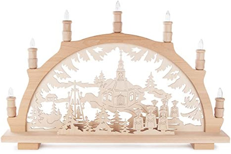 Rudolphs Schatzkiste Schwibbogen mit Seiffener Kirche elektrisch beleuchtet BxH 57x38cm NEU Lichterbogen Leucherbogen