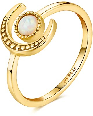Ring für damen aus silber in Form eines ethnischen Mondes. Ringe für frauen aus silber mit silberner oder goldener Oberfläche. Schmuck damen ideal für Paare, Mütter, Freundinnen. Damen ringe