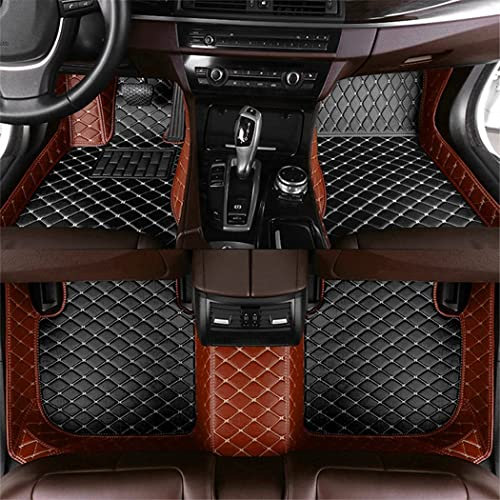 Custom Auto-Fußmatten für Peugeot für 206 207 307 308 408 508 3008 4008 5008 Leder Wasserdicht Abriebfest Mit Aufbewahrungstasche Auto-Fussmatten,Farben:Braun-schwarz