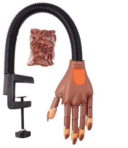 Sadodo Main de pratique du nail art, main d'entraînement professionnelle au gel pour ongles avec faux ongles, 100 pièces, bouts de doigts flexibles et mobiles, pour manucure à faire soi-même