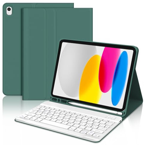JADEMALL Custodia Tastiera per iPad A16 11 Generazione 2025/10 Generazione 2022 10.9, Italiano QWERTY Tastiera Bluetooth Magnetica Staccabile per iPad 11/10 Generazione, Verde scuro