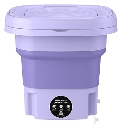 HAZARA Petite Machine à Laver Portable Pliable, Machine à Laver 8L à Haute efficacité pour dortoir d'étudiants, Machine à Laver Automatique de Grande capacité pour l'essorage-Purple