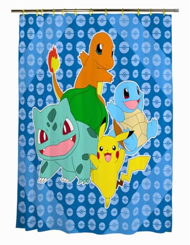 Franco Pokemon Anime 13-teiliges Duschvorhang und Ring-Set, (100% offizielles Lizenzprodukt)