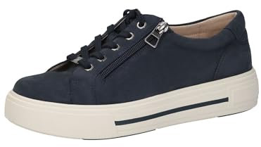 CAPRICE Damen Sneaker flach aus Leder mit Reißverschluss, Blau (Ocean Suede), 38 EU