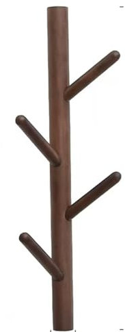 Porte Manteau Mural en Bois Naturel Portant Vêtements Mural en Bamboo Porte Manteau Bois Vertical Corchets Patère en Bois - Forme D’ Arbre - 4 Crochets(Walnut)