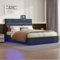 MOTUZP Polsterbett Doppelbett 180x200cm Jugendbett Gepolstertes Bett Stoffbett Stauraumbett mit Hydraulisch Boxspringbett mit LED Beleuchtun, Lattenrost (180x200CM, Schwarz)