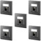 deleyCON 5x CAT7 Prise Réseau 1 Port LAN Prise de Raccordement Prise de Données Encastrée + 5x CAT 7 Keystone Modul 45° Sortie Coudée RJ45 Câble Patch Réseau DSL Câble de Pose - Noir