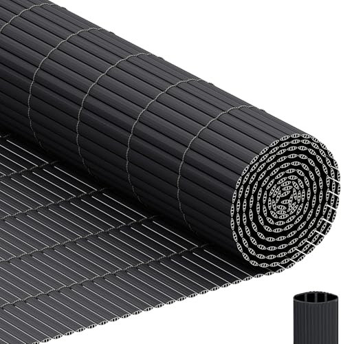 INMOZATA PVC Sichtschutzmatte 90x500cm mit Dreifach Verstärkung Innen, Balkon Sichtschutz Garten Zaun Sichtschutz mit Kabelbindern,Windschutz Wasserdicht ohne Bohren für Balkon Garten Terrasse-Grau