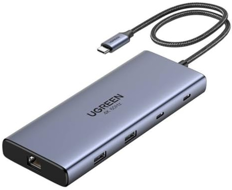Hub Ugreen 10-en-1 USB-C 2HDMI 4K60Hz 2USB-C3.2 USB-A3.2 USB-A3.0 RJ45 SD TF PD100W