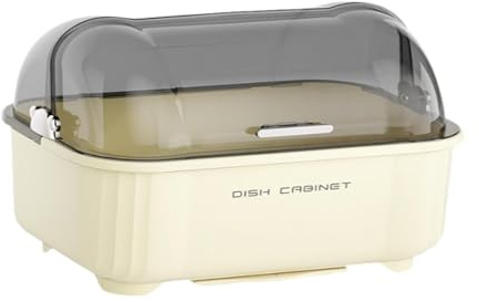 Ioensy Escurreplatos con Tapa, Escurridor de Platos, Caja de Almacenamiento a Prueba de Polvo, Gran Capacidad para Tazas, Platos Y Cucharas, Blanco Lechoso, Individual