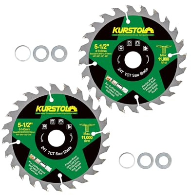 KURSTOL Wood Circular Saw Blade - 140 x 20 x 12.7mm 24 Tooth TCT Cutting Blade for Wood, Plastic, Plywood, Particle Boards, Multilayer Boards(2 Pack)