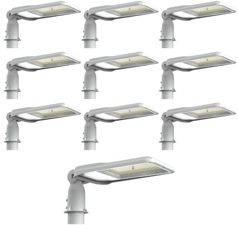 LUXULA 10 Stück LED Straßenlaterne 50W 6000lm, 4000K, IP65 | 4000K Neutralweiß, IP65, Mast- und Wandmontage Ø48-60mm, LED Straßenbeleuchtung außen für Wege, Parkplätze und Hof