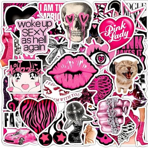 PNGIF Vintage Y2K Stickers 50 Stück, Wasserfeste Graffiti Anime Aufkleber für Laptop Skateboard Motorrad Kindle Scrapbook Kühlschrank Journal Koffer Fahrrad MacBook