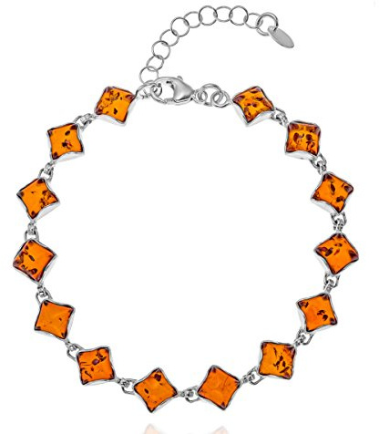Verstellbares Damenarmband Mit Baltischem Bernstein Und Sterlingsilber 925