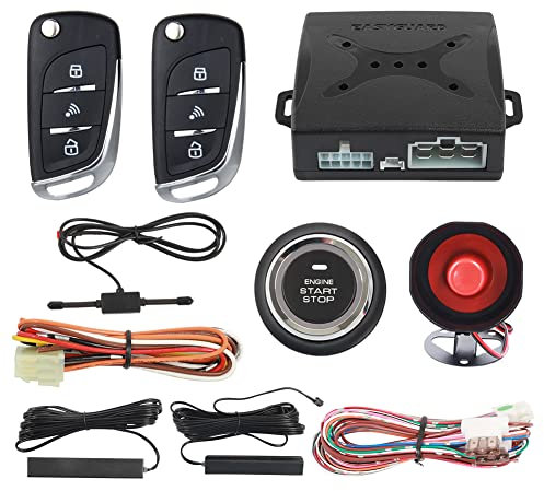 EASYGUARD EC003N-V Auto-Sicherheitsalarmsystem mit PKE passiver schlüsselloser Entriegelung Fernbedienung Motorstart Stop Keyless Go System Universalversion DC12V