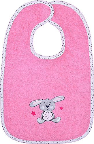 Wörner Lätzchen Hase Walk-Frottier rosa/weiß