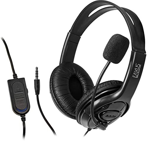 Eaxus® Stereo Gaming Headset für Playstation 5, PS4 & PS4 Pro - Headset mit Mikrofon, Lautstärkeregler & Mute, Schwarz