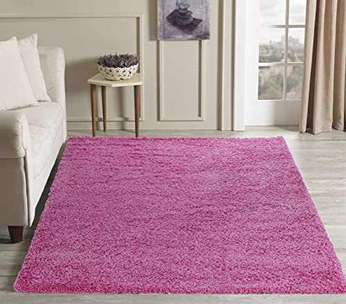 Serdim Rugs Living Room Shaggy Area Rugs, Polypropylene, Pink, 200x290cm(6'7x9'6)