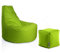 PATCH HOME Gamer Sessel inkl. Würfel Bean Bag Set Ø80cm, 30cm Sitzhöhe, 90cm Höhe + 35x35cm Würfel Kiwi