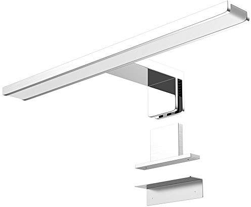 Bakaji Lampada da Specchio Bagno Applique Parete Muro Lunghezza 30cm Luce LED 6W 480lm Risparmio Energetico Bianco Freddo 6500K Design Moderno in Alluminio Cromato 3 Tipi di Installazione (30 cm)