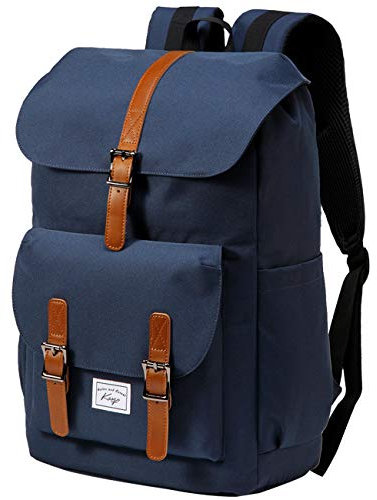 Kasgo Sac à Dos Homme Femme Grand Antivol Sac a Dos Ordinateur 15,6 Pouces Imperméable Vintage Cartable Garcon Fille Ados pour Travail Affaire Voyage École Bleu