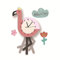 SWECOMZE Kinder-Wanduhr, Wanduhr aus Holz, Uhr ohne Tickgeräusche, Lautlos Uhrwerk, Kinderuhr, Wanddeko für das Kinderzimmer (Flamingo)