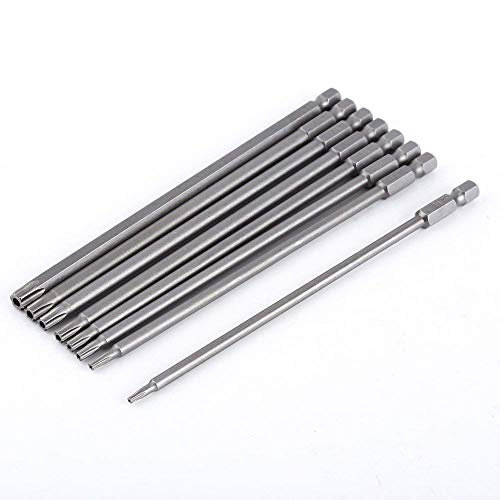 Chiave Lunga Torx, 150mm Torx, 8 pezzi punta a testa a stella, set di punte di sicurezza extra lunghe con set di punte per cacciavite in acciaio S2 strumento a testa a stella (150 mm)
