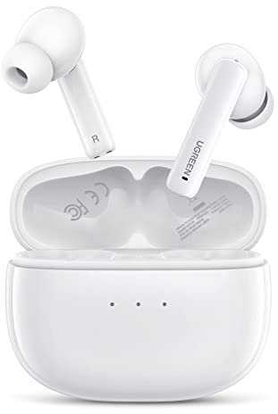 UGREEN HiTune T3 Bluetooth Kopfhörer In Ear, kopfhörer kabellos mit 10mm-Treiber, aktive Geräuschunterdrückung, tiefer Bass, Bluetooth 5.2, 24 Std. Spielzeit, KI-Anruf Rauschunterdrückung, Weiß