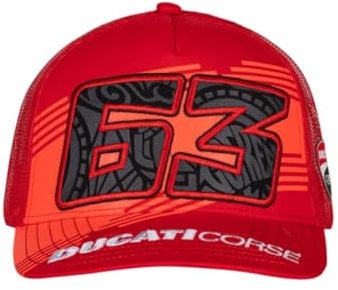 VR46 Trucker Cap 63 Pecco Bagnaia Ducati Corsika Moto GP Offiziell Erwachsene Einheitsgröße Rot, rot, One size