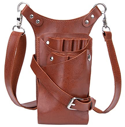 Mantesibo Friseurtasche Werkzeugtasche Friseur Zubehör Tasche Schultertasche PVC Abnehmbares Design Friseur Tasche Barber Bag gelten Friseur Schere Bürste Kamm und andere Werkzeuge Braun