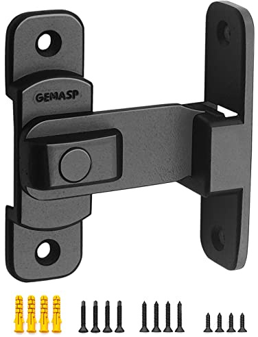 GEMASP Door Latch Lock 90 Degree Gate Latch Flip Latch Corner Latch, Sliding Barn Door Lock Suitable for Garden, Bathroom, Garage, Window (Black)