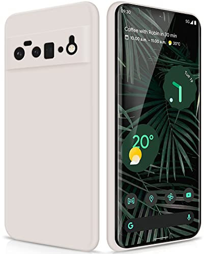 GiiYoon Coque pour Google Pixel 6 Pro Case en Silicone, Coque Antichoc Etui Housse Silicone Ultra-Mince avec Couche Intérieure en Fibre et Protection pour Caméra, Blanc