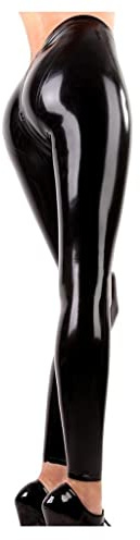 Schwarz Sexy Latex Leggings mit Schritt Reißverschlüsse Lange Gummihose Jeans Hose Hose Hose