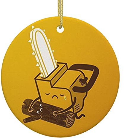 Niedliche weinende Kettensäge, runde Weihnachtsdekoration, hängende Ornamente für Weihnachtsbaum, festliche Jahreszeit, Urlaubsparty-Dekoration