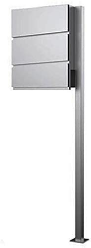 STEINBACHER© | Edelstahl Standbriefkasten Liron, Maße 370 x 105mm, Höhe: 370mm, inkl. 3 Schlüssel
