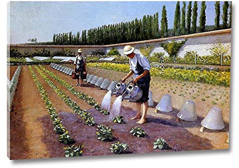 Gustave Caillebotte-The Gardeners-Impressionist Wandkunst, Kunstdruck auf Leinwand, Malerei, Leinwand, Kunst, Wanddekoration, fertig zum Aufhängen (gerahmt, 30 x 42 cm)