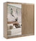 ALTDECOR Kleiderschrank mit Spiegel und Schiebetüren, kugelgelagerte Führungsschienen und Aluminium-Leisten - VILAN - 200 cm Sonoma Eiche + Sonoma Eiche + Lamelle Eiche Wotan + Spiegel