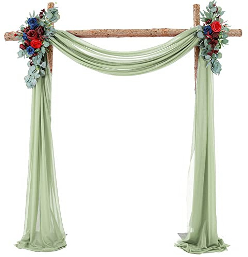 SHTGOI 1 cortina de arco de boda de tul elástico para boda, cortina de arco de boda, cortina transversal para decoración de boda, fondo de foto, 75 x 550 cm, color verde grisáceo
