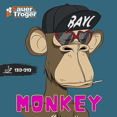 Monkey | Lange Noppe | Sauer & Tröger™ Tischtennis | OX, 0,6 mm | Rot, Schwarz, Blau (OX, Rot)
