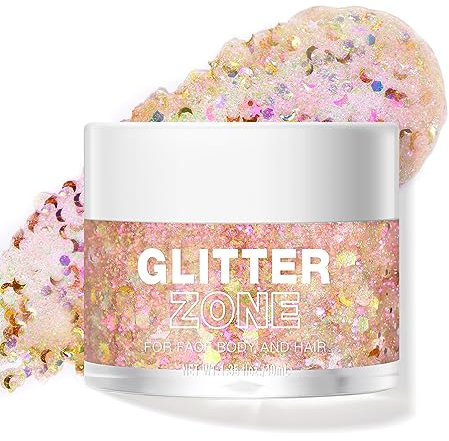 LANGMANNI Holografischer Körper Glitter Gel/Lidschatten Kosmetik-Grade für Körper,Gesicht,Haar und Lippe.Farbveränderndes Glitter Gel unter Licht. -1.35 oz (6# Dreamy Galaxy)