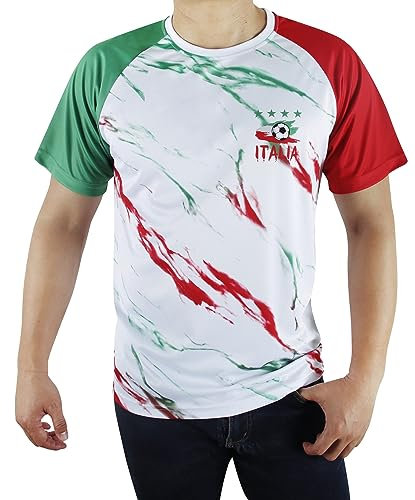 Simapak Herren Italia Soccer Unterstützer von Fußballfans Tee RaglanSpieltags Trikot T-Shirts - Mehrfarbig (Größe:3XL)