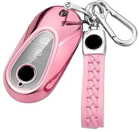 Z.MYUKI 【5 Farben】 GLC 300 Schlüsselhülle mit Schlüsselanhänger für Mercedes Benz GLC X254 2022 2023 Zubehör Original (Rosa)