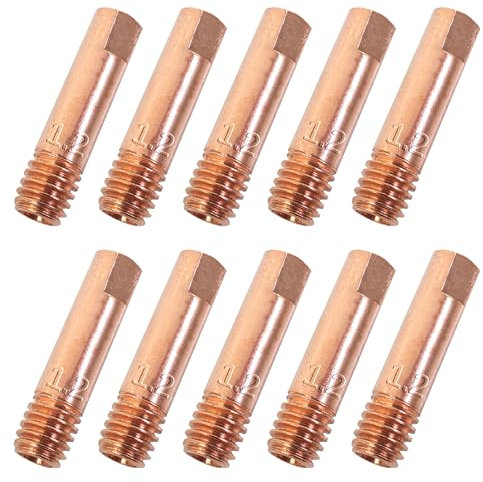 ZFKXGS 10PZ 1,2MM Consumabili MIG MB15AK Accessori Ugelli Gas M6 Punta Guidafilo Ugello Saldatrice Filo Punta Di Contatto in Rame Suggerimenti Per I Contatti Di Saldatura per Torcia 15AK MIG MAG