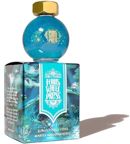 Ferris Wheel Press Fountain Pen Ink | FerriTales Collection |Tumultuous Tides Teal with Silver Shimmer and Black Sheen|20ml
