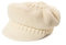 HAT YOU Wollmütze, Damen Baskenmütze, Winter Beret in Grobstrick mit Schirm, Mütze:Off White
