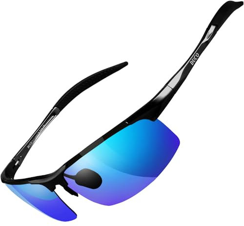 DUCO Herren Sportbrille Polarisierte Sonnenbrille Fahrerbrille Ultraleichte Al-Mg Metallrahmen UV400-Schutz Männer Sonnenbrillen 8177S