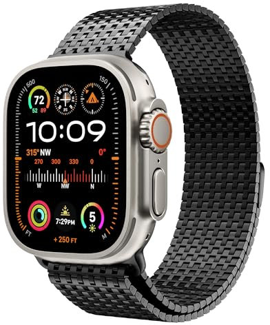 LULULOOK Milanese Armband für Apple Watch Ultra 2/Ultra Armband 49mm 46mm 45mm 44mm 42mm, Prämie Magnetisch Edelstahl Metall Mesh Armbänd für iWatch Ultra Series 10 9 8 7 6 SE 5 4 3 2 1 Herren Damen