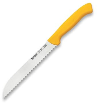 Pirge Ecco Brotmesser mit Wellenschliff 17,5 cm Gelb für Schneiden von Brot, Bagels, Kuchen - Brötchenmesser - Sägemesser - Edelstahl Profi Küchenmesser - Ergonomisches Kunststoff Griffdesign